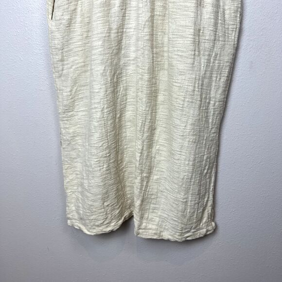 AMENTE Lagenlook Midi Dress Size M/L Linen Cotton Oatmeal Beige Relaxed Pockets - Picture 11 of 11